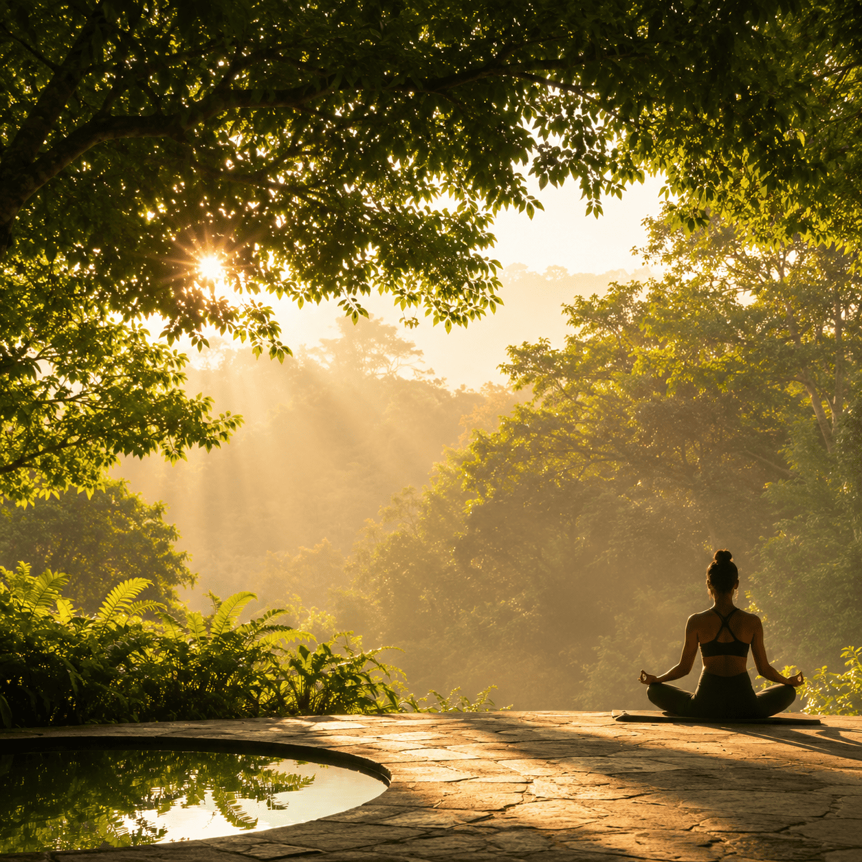 Woman meditating peacefully in nature